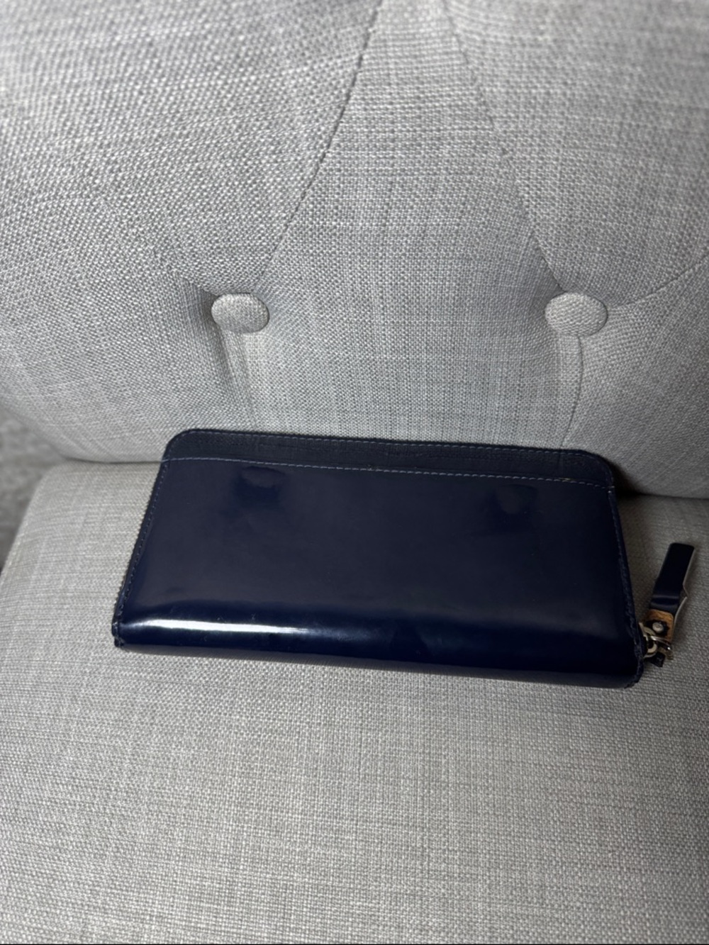 kate spade navy patent zip-around wallet with gold hardware - Picture 2 of 3